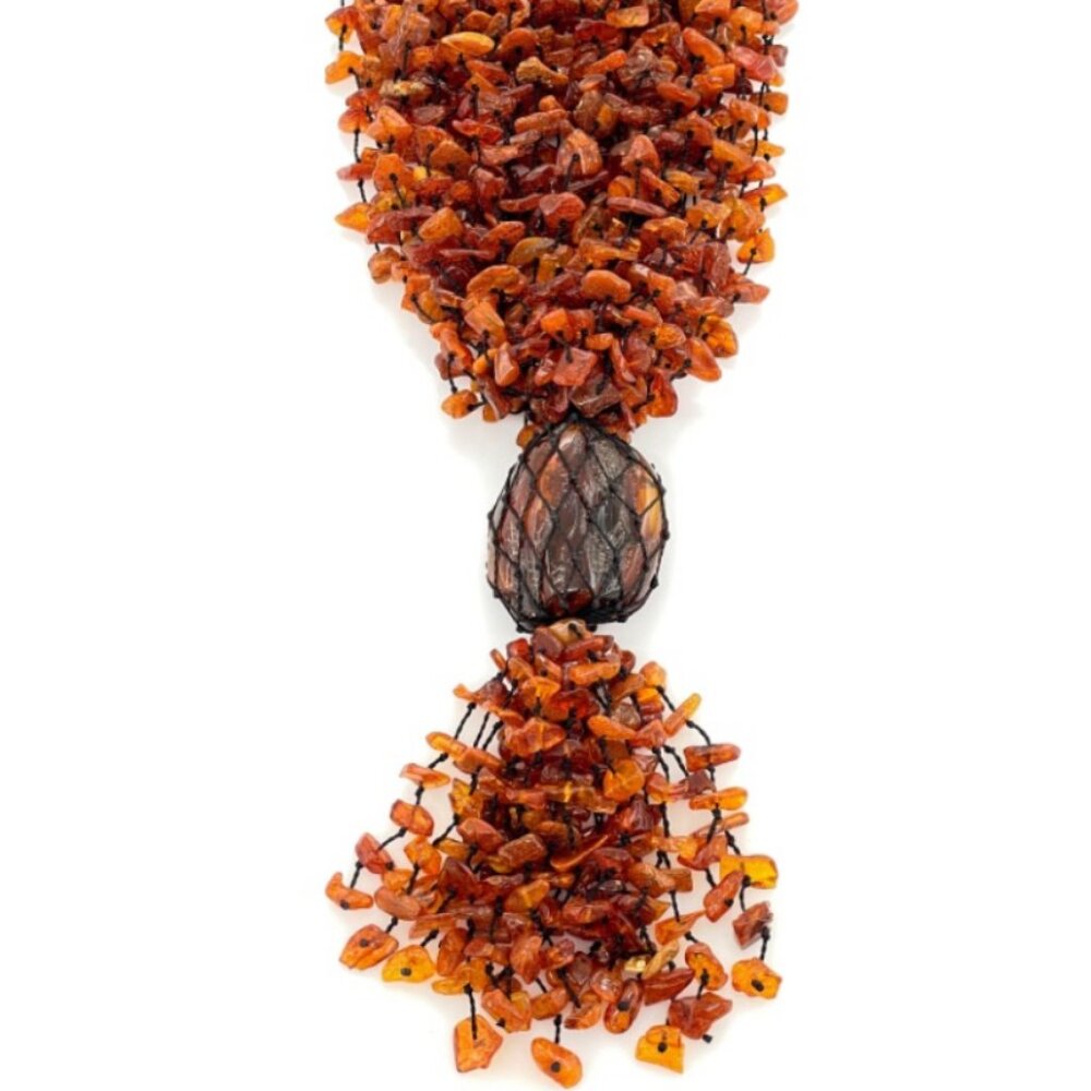 Huge Statement 20 Strand AMBER Chip & Stone Necklace Estate Jewelry J846 - Picture 3 of 9